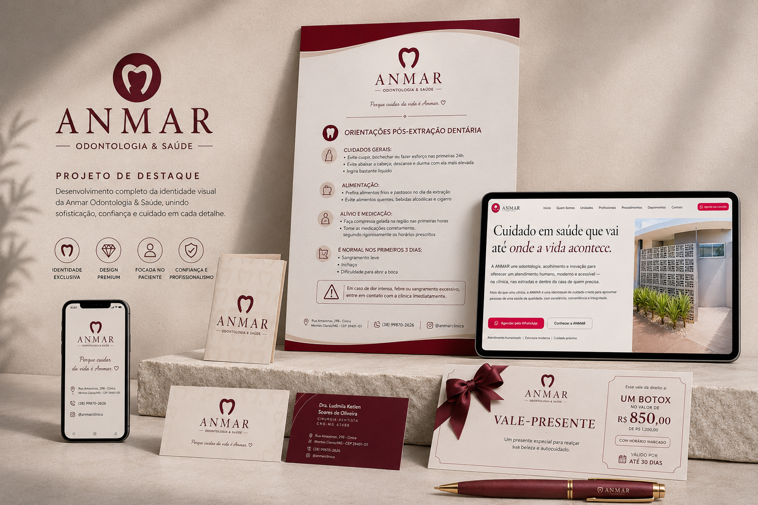 Mockup do projeto ANMAR — Odontologia & Saúde